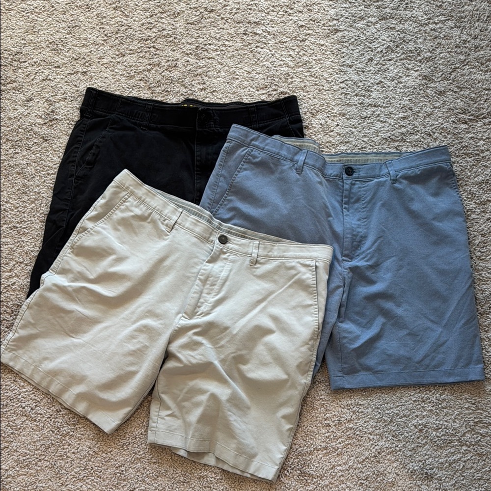 Men's Casual Chino Shorts in Black, Blue, and Khaki